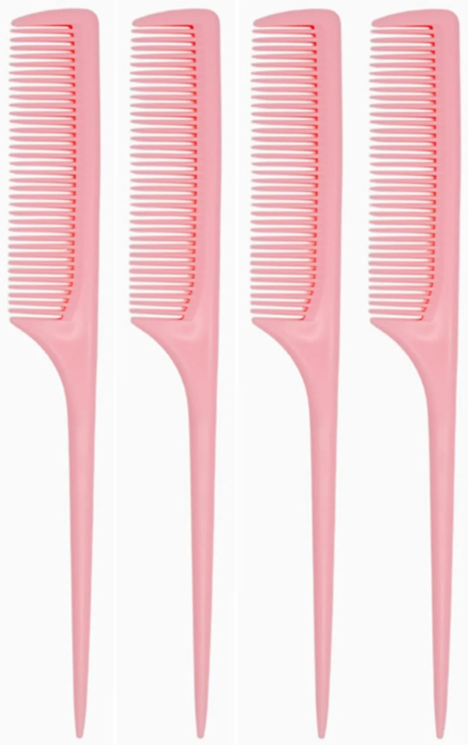 ست شانه مو، شانه دندانه پهن، شانه بزرگ حمام با قلاب، شانه دم موشی دندانه ریز برای حالت دادن حرفه ای مو، برس بدون دسته زنانه برای موهای فر، خیس، خشک، بلند و ضخیم (4 عدد - 4 صورتی)