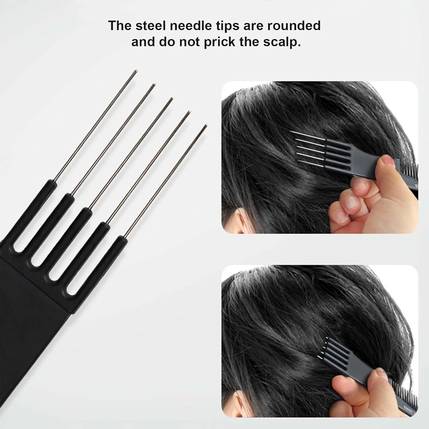 شانه مو برای زنان و مردان - بسته 4 عددی شانه پوش دهنده موی کربنی مشکی ShiningUU با دندانه فلزی | شانه حالت دهنده آنتی استاتیک | شانه پوش دهنده حرفه ای برای حجم دادن به مو (مشکی)