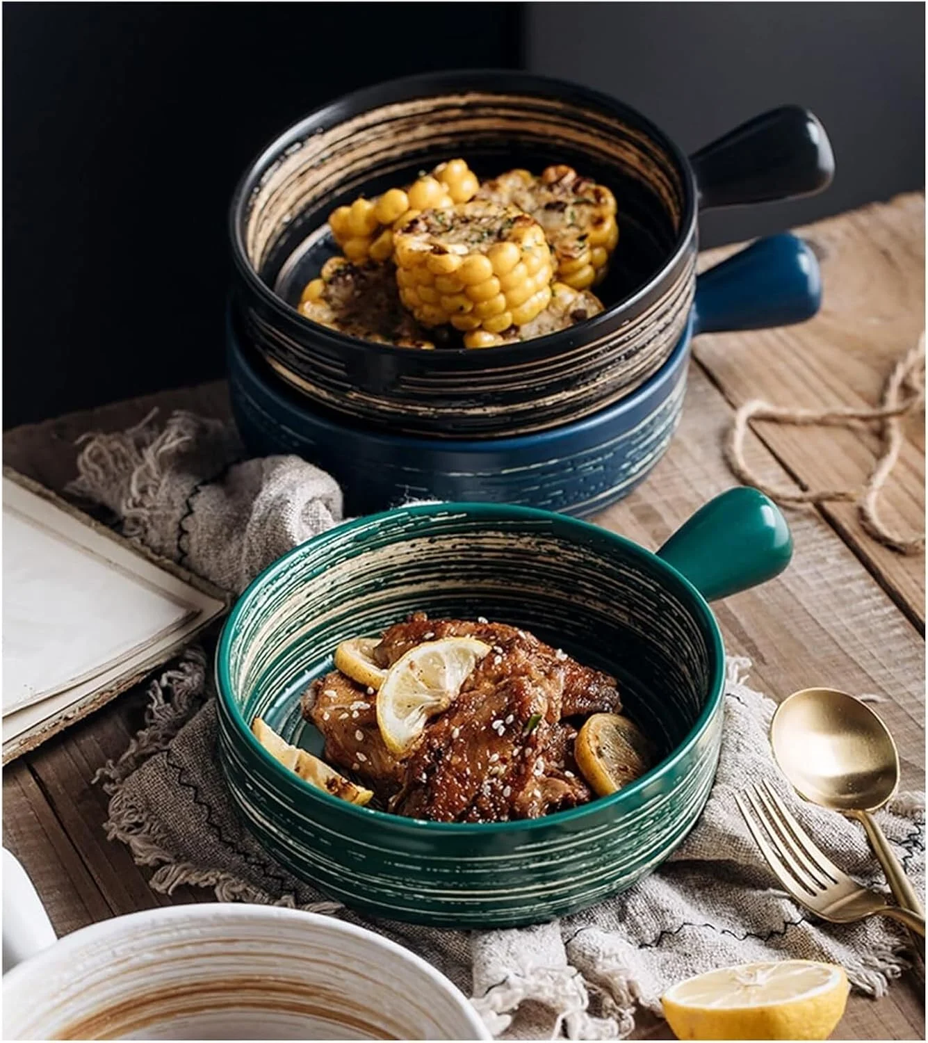 کاسه سوپ، سینی برشتهکن میناکاری شده، ست سینی فر، کاسه سوپ سرامیکی چینی با دسته 600 میلیلیتر، ظرف پخت کوچک برای فر گرد سرامیکی، ظرف لازانیا سرامیکی (آبی) کاسه سوپ، سینی برشتهکن میناکاری شده، ست سینی فر، کاسه سوپ سرامیکی چینی با دسته 600 میلیلیتر، ظرف پخت کوچک برای فر گرد سرامیکی، ظرف لازانیا سرامیکی (آبی)