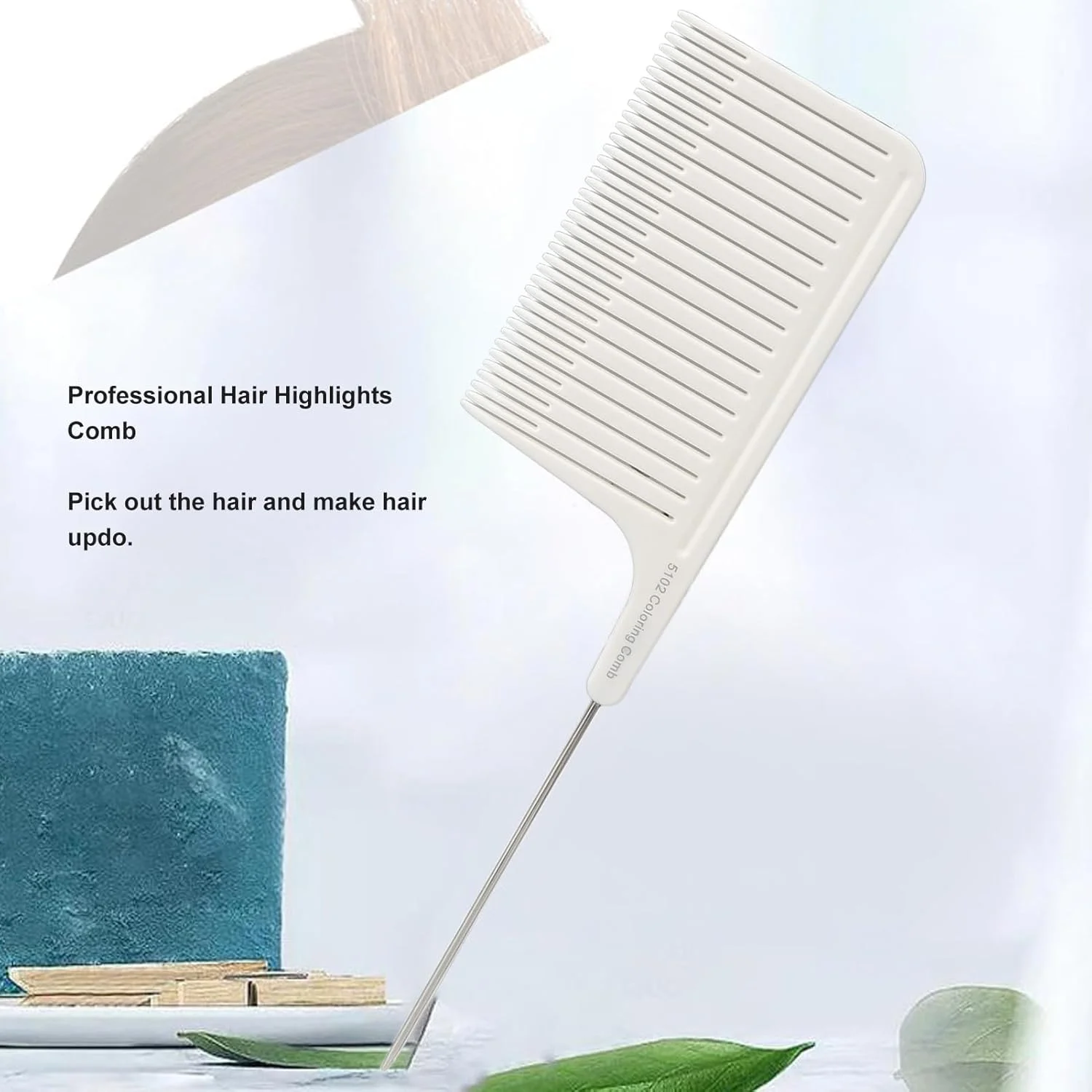 شانه هایلایت، شانه رنگ مو، شانه های حرفه ای آرایشگری، شانه دم موشی استیل ضد زنگ (سفید)