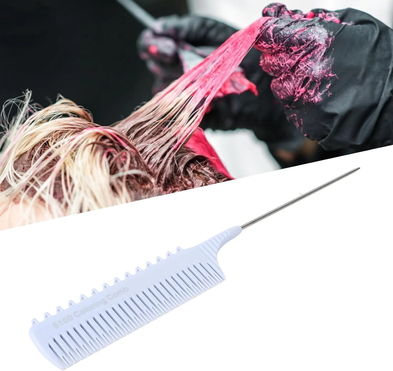 ست شانه هایلایت، شانه بافت موی حرفه ای برای آرایشگر، شانه دم موشی، شانه رنگ مو هایلایت با نوک فلزی، شانه بالیاژ (بنفش یاسی)