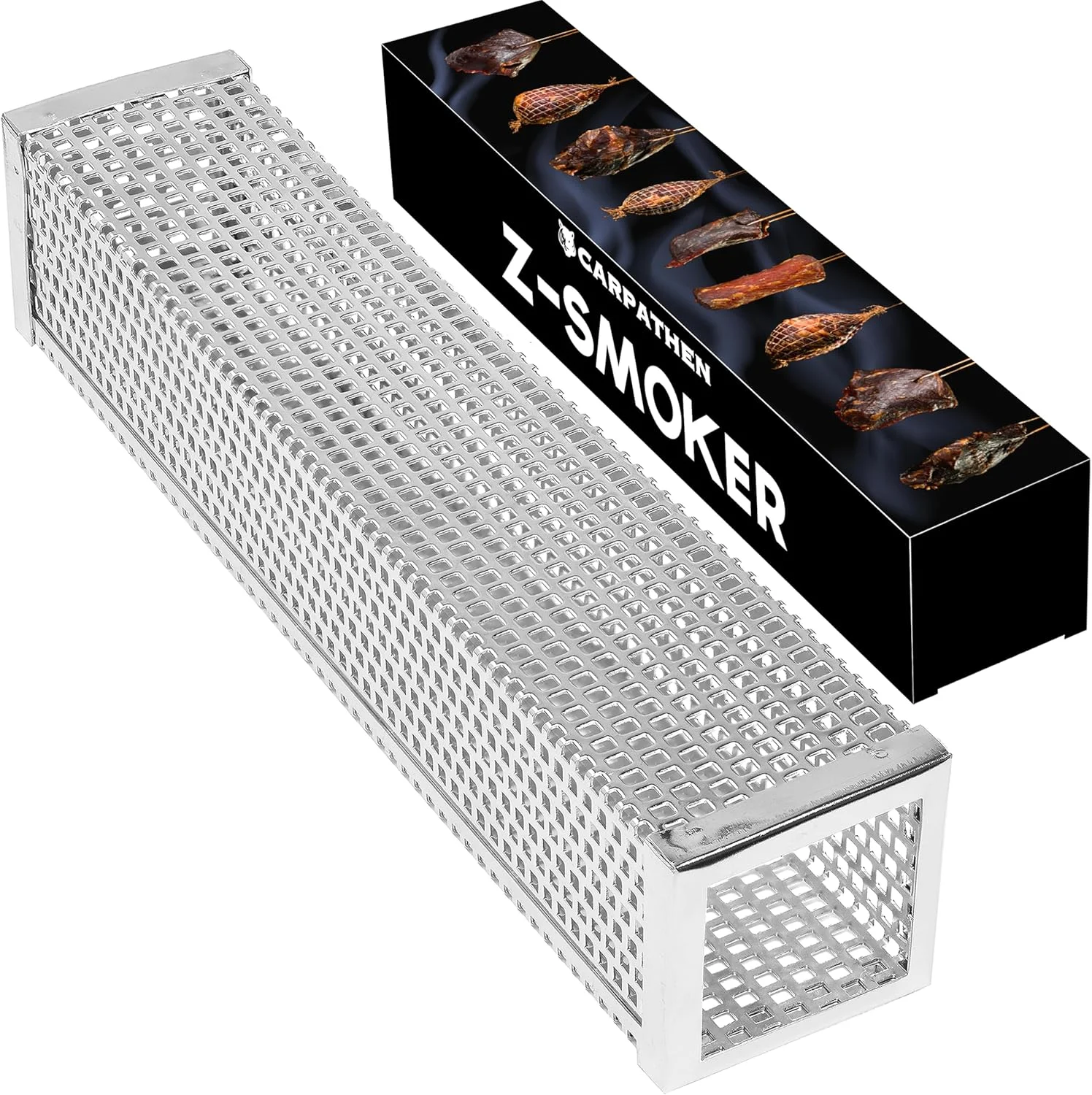 لوله دود Carpathen - دودساز پلت برای گریل گازی، برقی، ذغالی یا دستگاه‌های دودی - تا 5 ساعت دود سرد فوق‌العاده تولید می‌کند، ایده‌آل برای دودی کردن پنیر، ماهی، گوشت خوک، گوشت گاو، آجیل - فولاد ضد زنگ