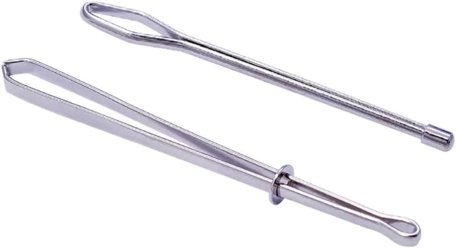 GQCQGS 4 عدد نخ کش بند ناف با موچین سوزن های بدنه فولادی ابزار نخ کشی خانگی نقره ای بزرگ و کوچک نقره ای