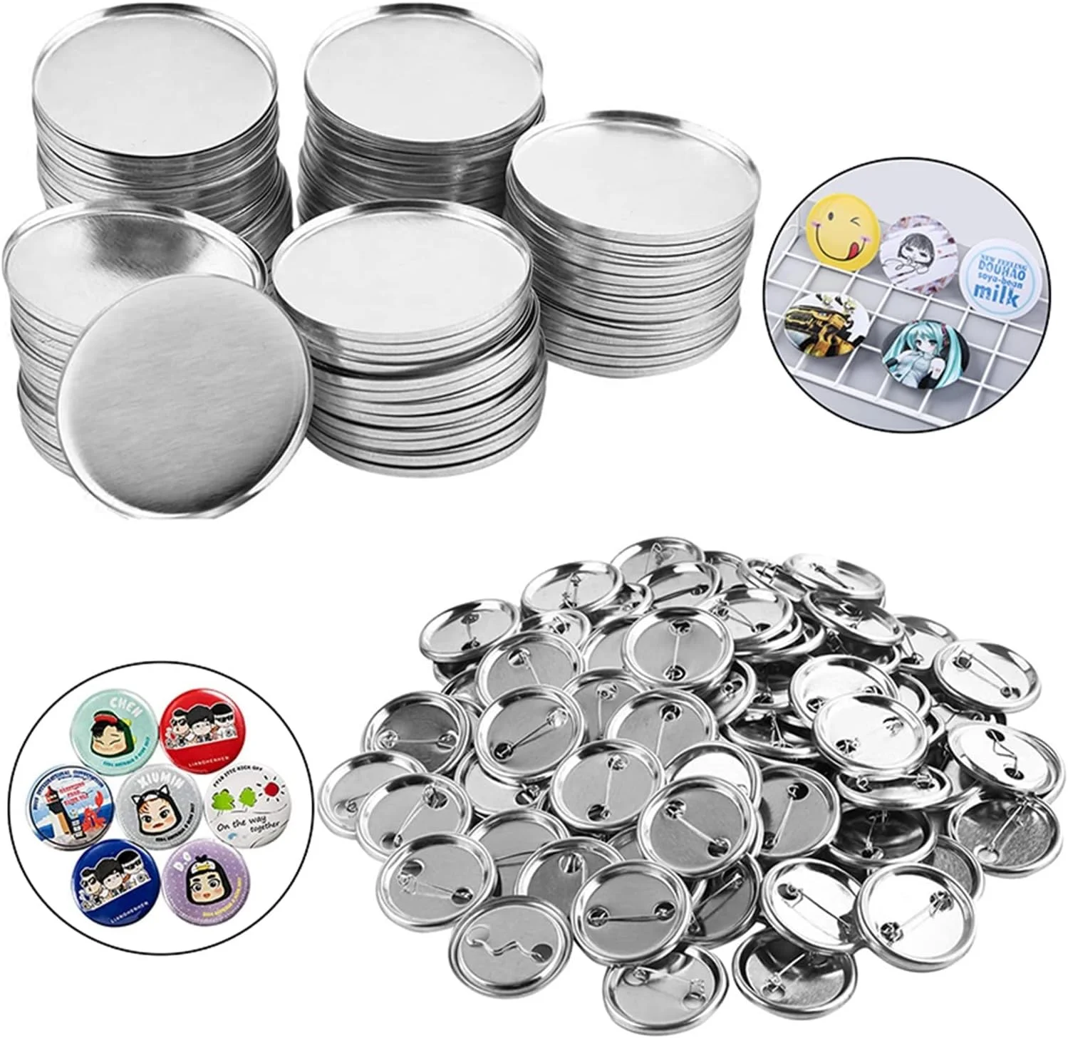 GZDcjsc 300 عدد سنجاق دکمه ای خام 25/32/37/44/58 میلی متری، قطعات سازنده بج دکمه ای، دستگاه پرس پانچ، سنجاق های پایه خام نقره ای تصعید بج دکمه ای DIY برای ساخت صنایع دستی DIY برای ساخت بج (رنگ: B) GZDcjsc 300 عدد سنجاق دکمه ای خام 25/32/37/44/58 میلی متری، قطعات سازنده بج دکمه ای، دستگاه پرس پانچ، سنجاق های پایه خام نقره ای تصعید بج دکمه ای DIY برای ساخت صنایع دستی DIY برای ساخت بج (رنگ: B)