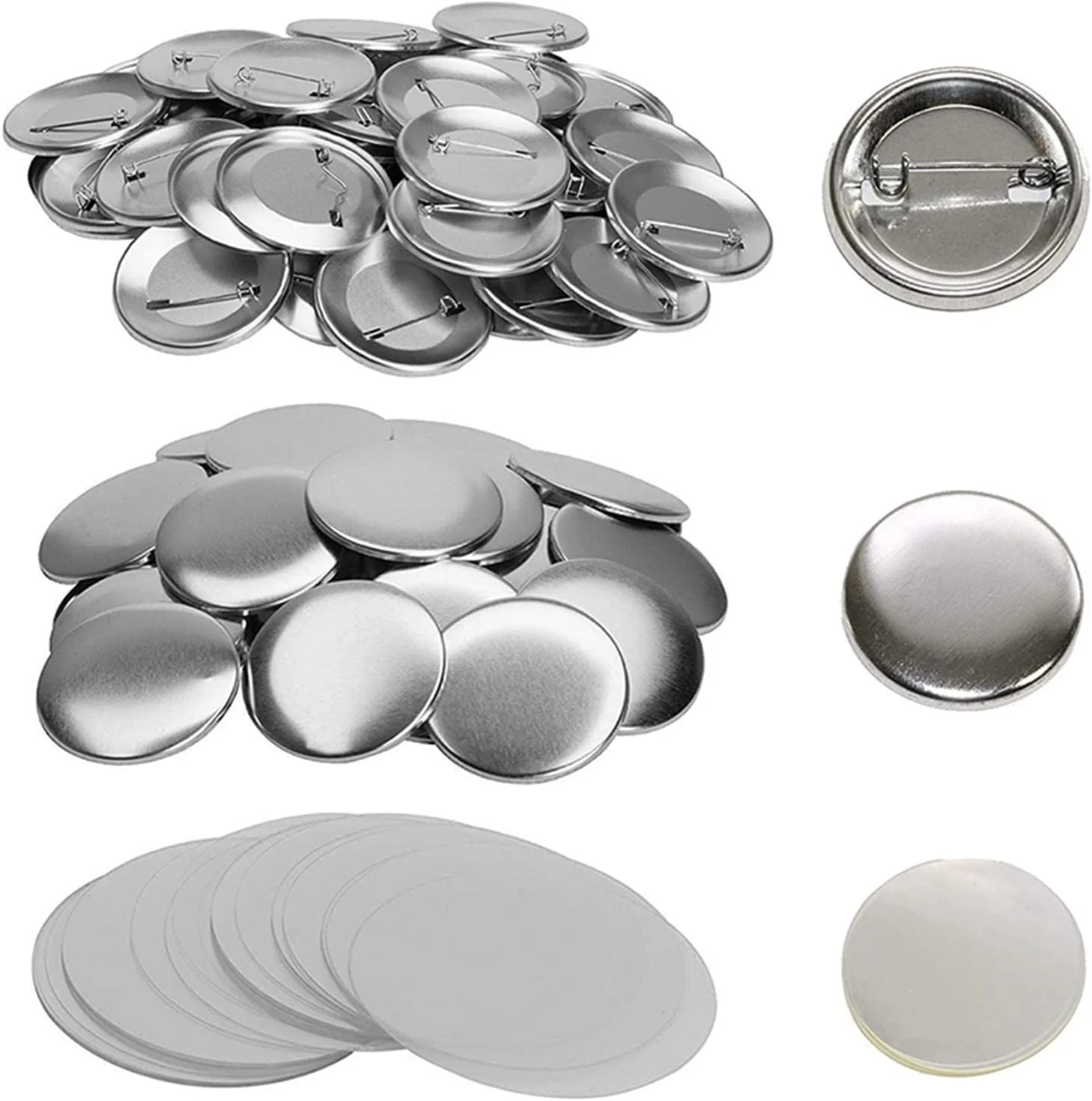 GZDcjsc 300 عدد سنجاق دکمه ای خام 25/32/37/44/58 میلی متری، قطعات سازنده بج دکمه ای، دستگاه پرس پانچ، سنجاق های پایه خام نقره ای تصعید بج دکمه ای DIY برای ساخت صنایع دستی DIY برای ساخت بج (رنگ: B) GZDcjsc 300 عدد سنجاق دکمه ای خام 25/32/37/44/58 میلی متری، قطعات سازنده بج دکمه ای، دستگاه پرس پانچ، سنجاق های پایه خام نقره ای تصعید بج دکمه ای DIY برای ساخت صنایع دستی DIY برای ساخت بج (رنگ: B)