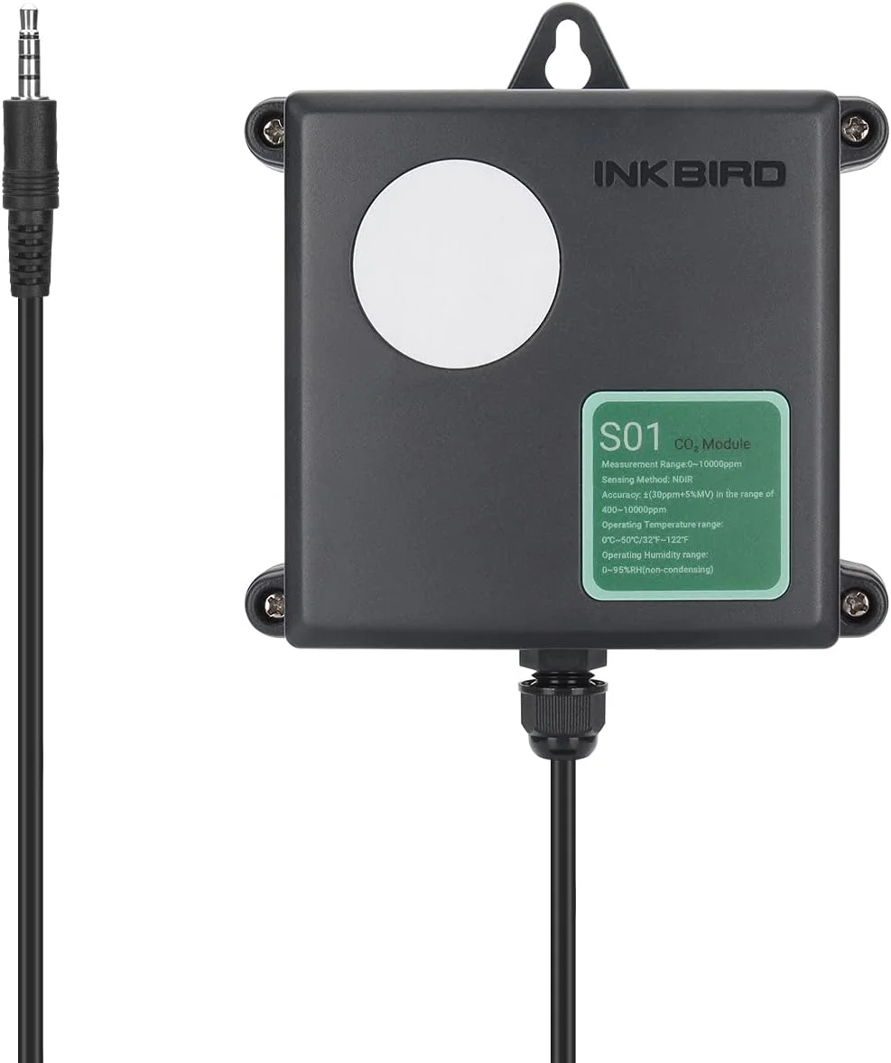 کنترلر دیجیتال CO2 اینکبرد، مانیتور دی اکسید کربن IAQ با سنسور حساس NDIR CO2 و طراحی Plug-n-Play برای سیستم تهویه، کنترل ساختمان و تجهیزات HVAC - مدل ICC-500T S01