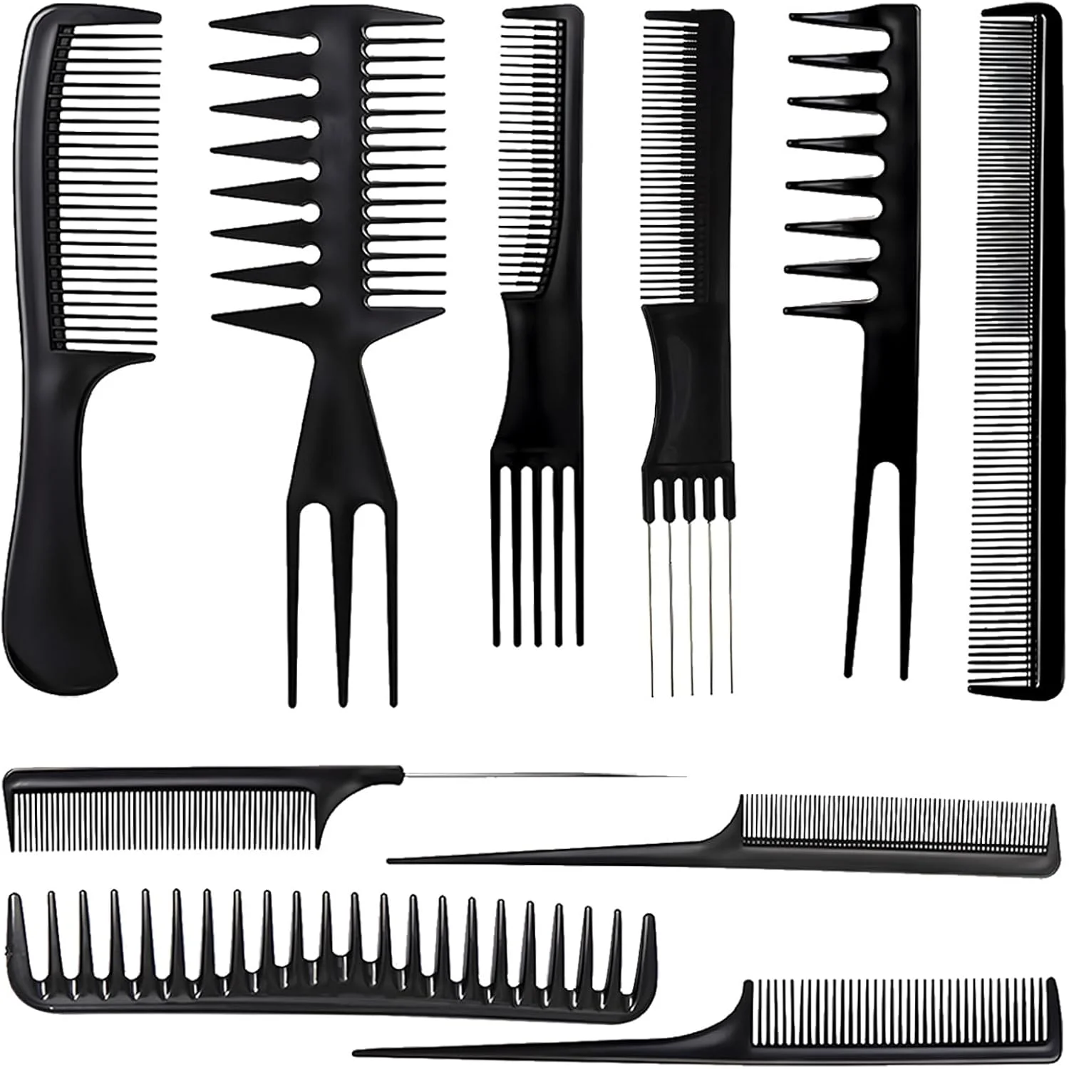 ست شانه مو کوتین 10 عددی، شانه های حالت دهنده مو، ست حرفه ای حالت دهنده مو، بسته متنوع، عالی برای انواع مو و مدل ها