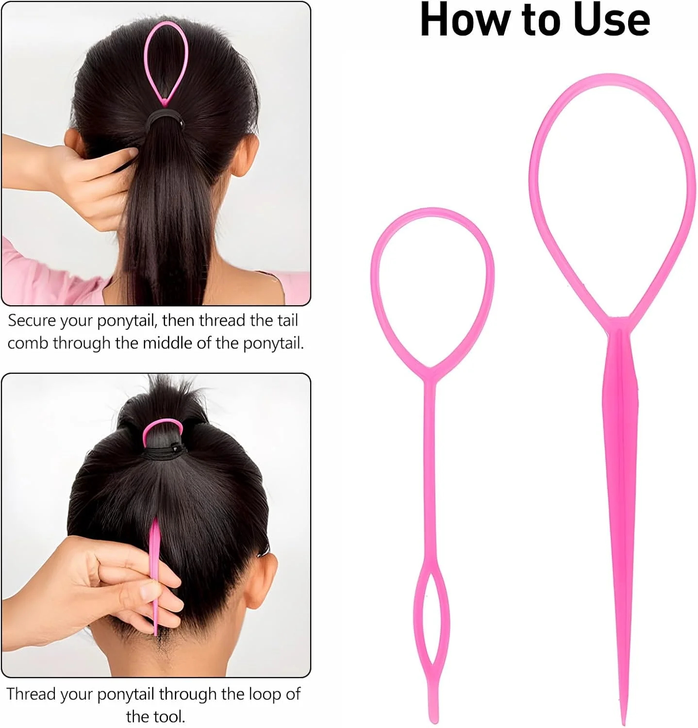 مجموعه ابزار حالت دهنده مو کوتین مدل Hair Tail شامل 6 عدد ابزار حلقه ای مو به همراه 2 جفت ابزار بافت فرانسوی و 2 عدد شانه دم موشی، صورتی