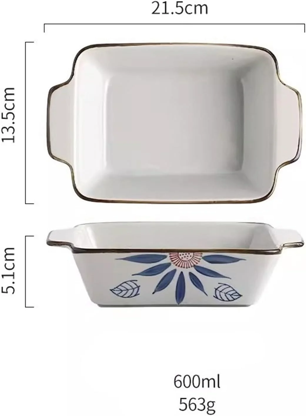 سینی فر JUNCHENG1008، ظرف پخت و پز دستی، کاسه پخت، ظرف برنج پخته شده، ظرف دو گوش بلند، ظرف سرامیکی عمیق، ظروف تخصصی تجاری، سینی فر سرامیکی