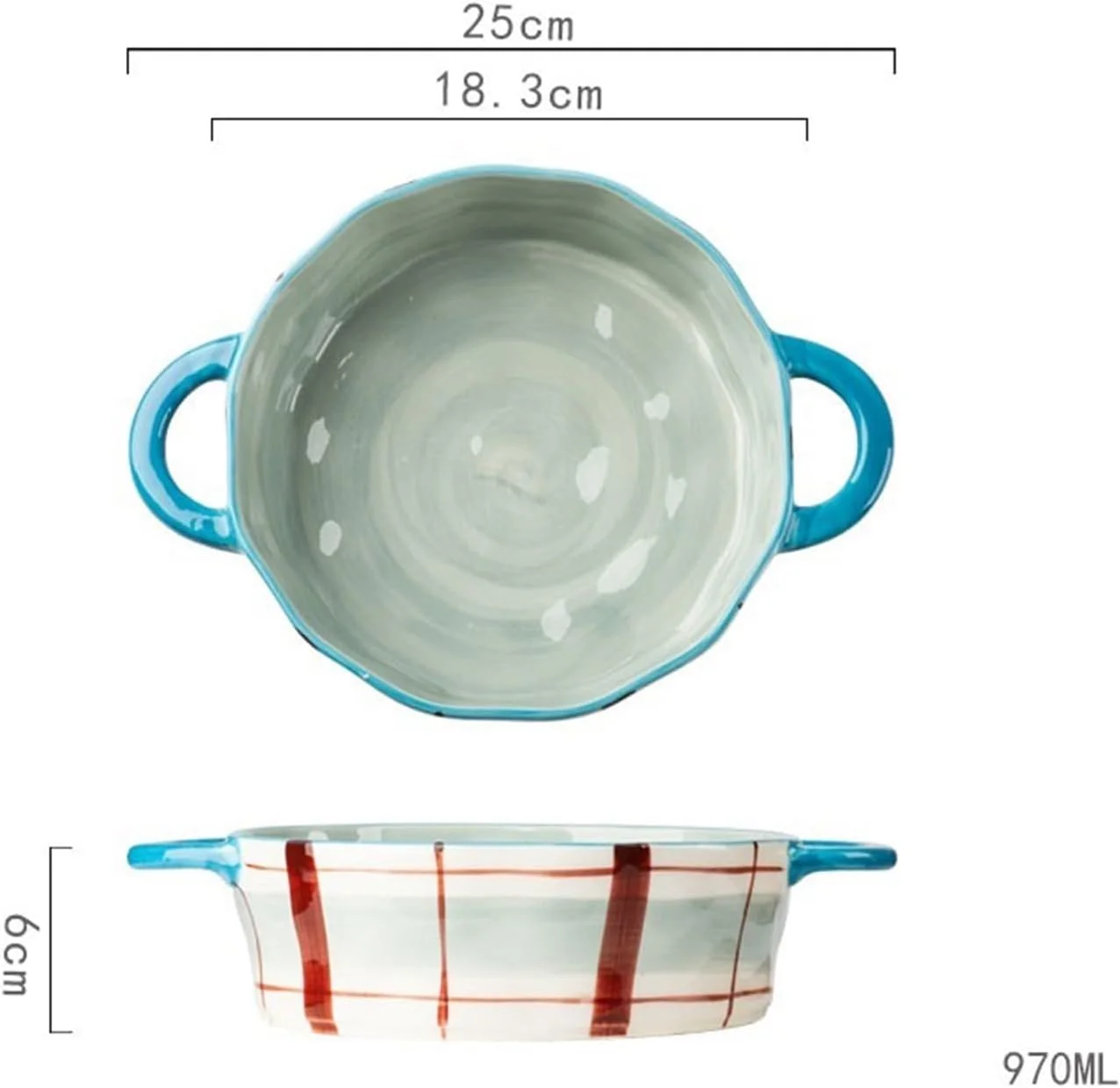 ظرف پخت سرامیکی با ظرفیت بزرگ 560 میلی لیتر JUNCHENG1008، مناسب برای پخت خانگی، کاسه برنج، کاسه سالاد، بشقاب سوپ، قابل استفاده در فر (صورتی، 970 میلی لیتر)