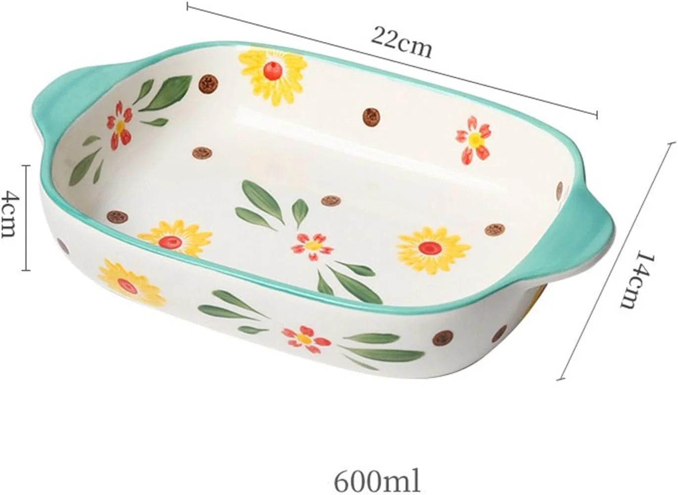 سینی فر JUNCHENG1008، ظرف پخت مستطیلی مناسب منزل، فر مایکروویو، ظروف ویژه، ظرف سرامیکی دو دسته برای پخت، بشقاب برنج پنیری، سینی سرامیکی (سبز روشن)