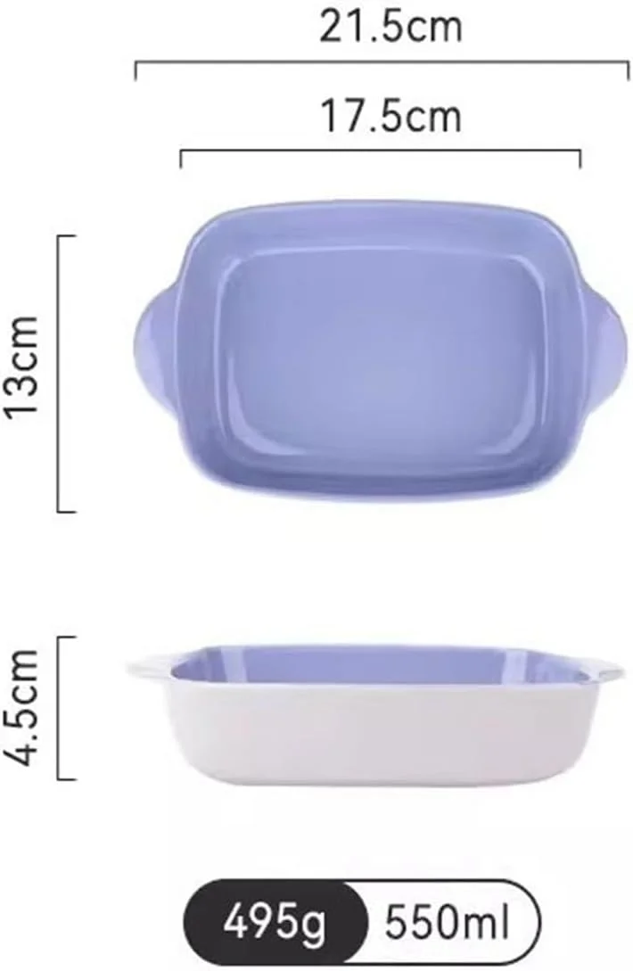 JUNCHENG1008 baking tray Baking Pan Cheese Baked Rice Bowl Oven Special Plate Rectangular Baking Bowl Vegetable Plate Bivalve Plate Ceramic Plate ceramic baking tray(Purple,6.8inches)