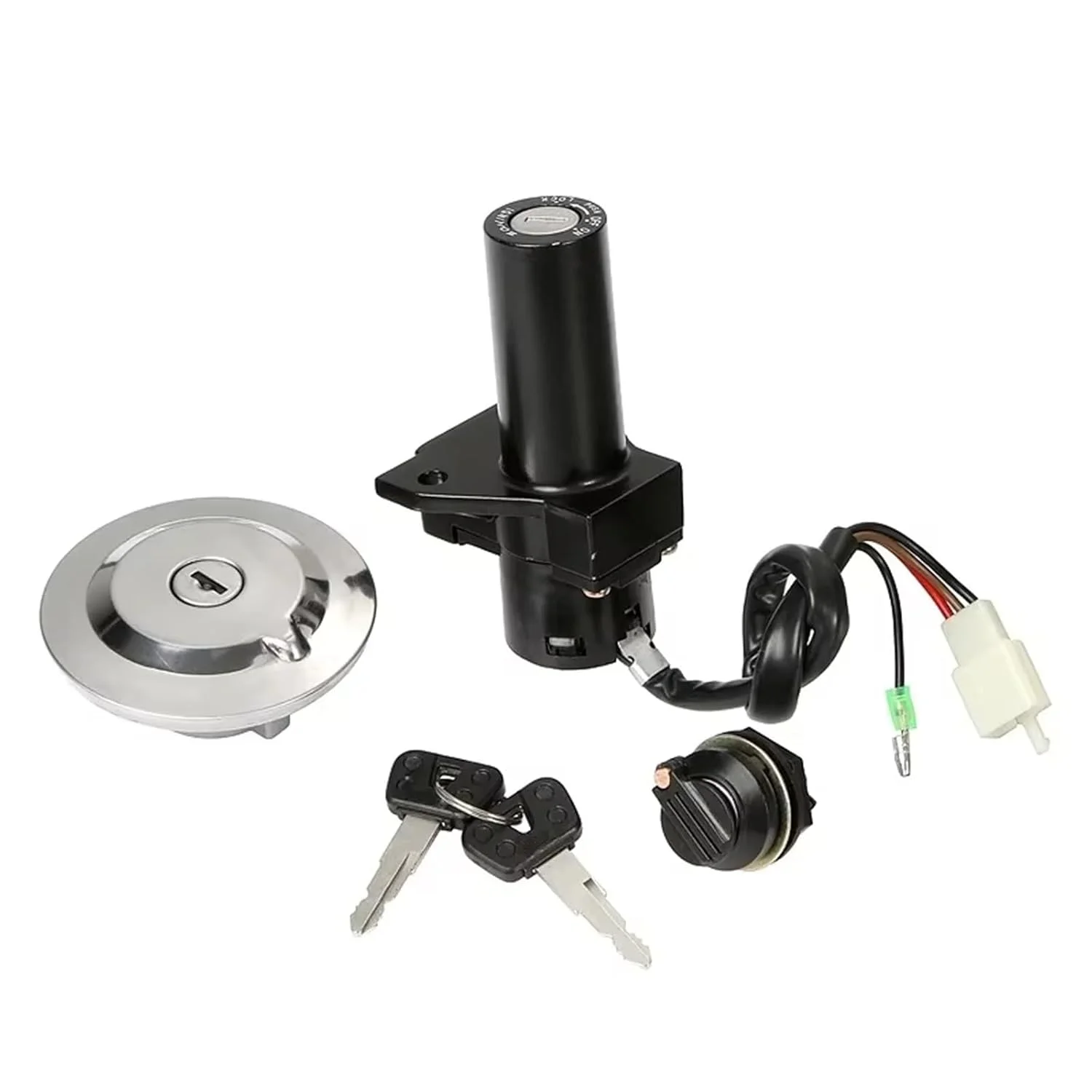 سوئیچ استارت موتور سیکلت سازگار با Ybr125 مدل 2002-2013، لوازم جانبی موتور سیکلت، 4 سیم، 3 پین، قفل سوئیچ استارت، قفل درب باک و کیت کلید