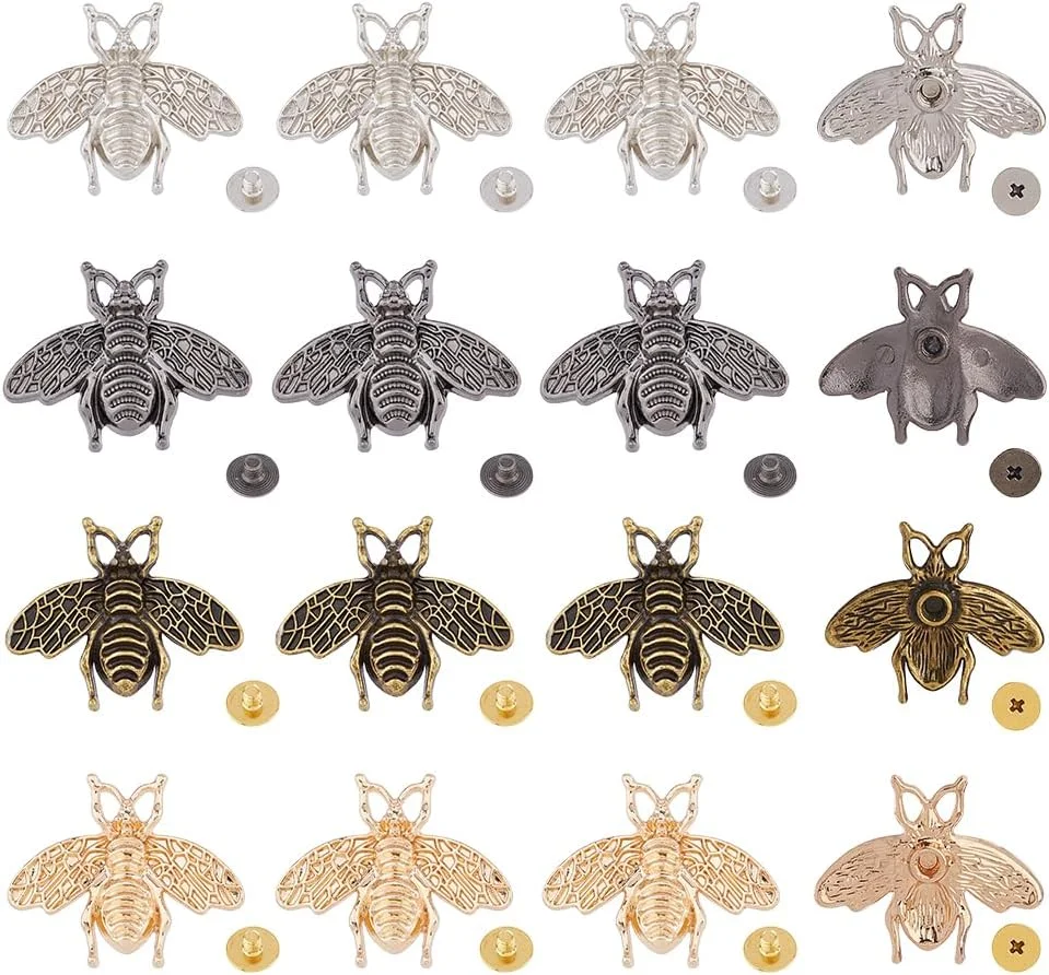 بسته 16 عددی سگک تزئینی Hobbspring، سگک پرچ دکمه ای زنبوری آلیاژی در 4 رنگ، دکمه های رترو کانچو، سگک های فلزی زنبوری، گیره های تزئینی کیف، سگک حکاکی حیوانات با پیچ بسته 16 عددی سگک تزئینی Hobbspring، سگک پرچ دکمه ای زنبوری آلیاژی در 4 رنگ، دکمه های رترو کانچو، سگک های فلزی زنبوری، گیره های تزئینی کیف، سگک حکاکی حیوانات با پیچ