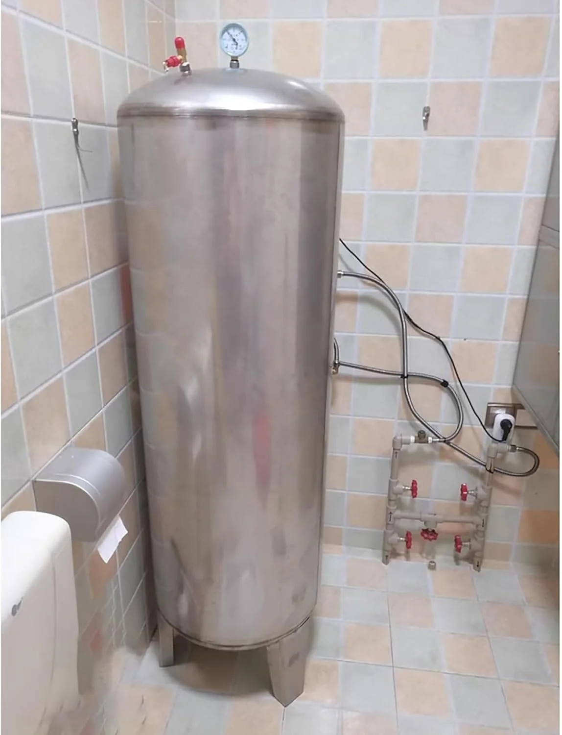 مخازن تحت فشار بزرگ چاه آب، مخزن تحت فشار 16، 26، 42، 53، 66، 79، 132، 185 گالن، مخزن تحت فشار عمودی استیل ضد زنگ برای سیستم های چاه، مخازن چاه، برای آشپزخانه/حمام/توالت (160 لیتر/42.2 گالن)