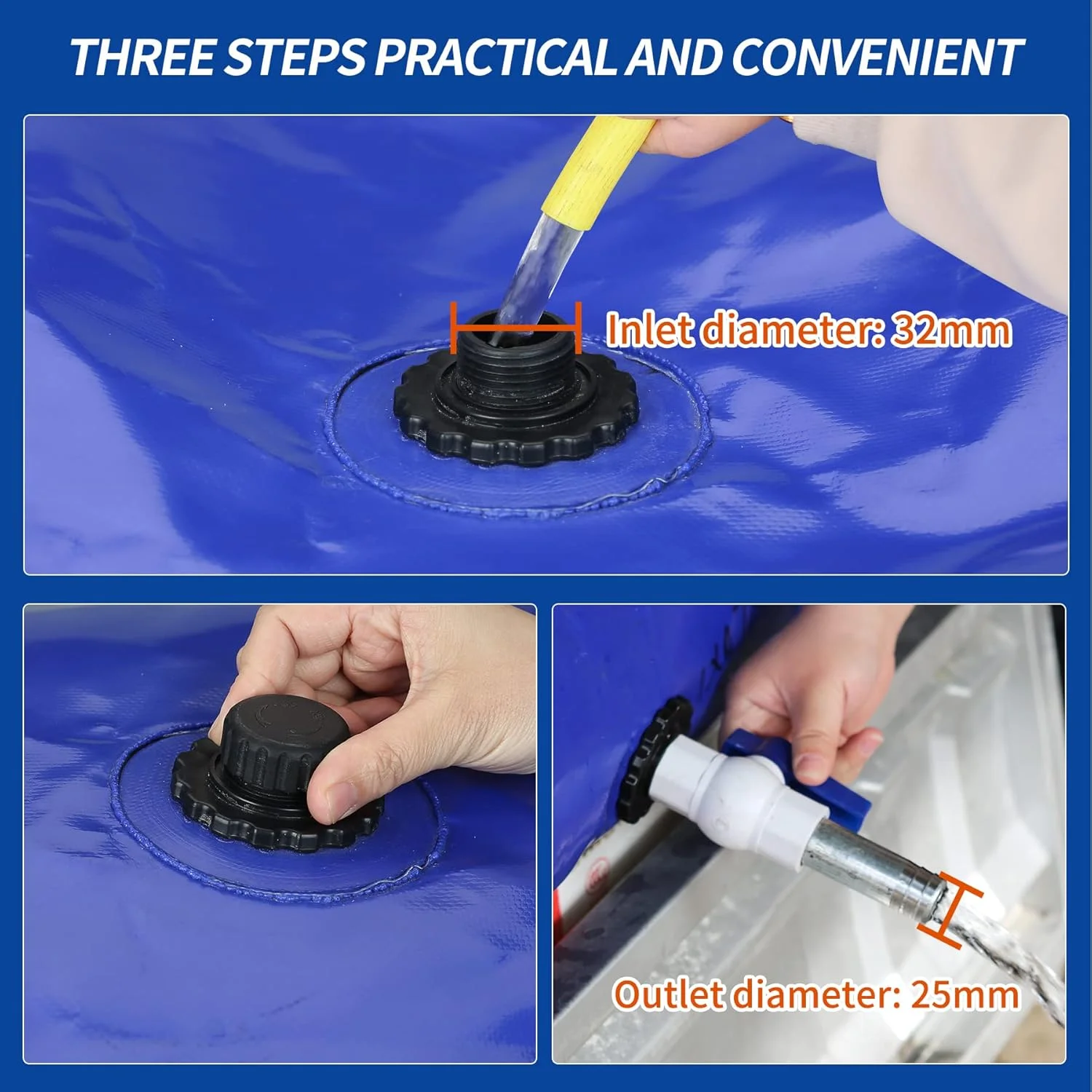 MXQMKL 540 L/142 gal Water Bladder Storage Containers, Foldable Portable Water Tank Large Capacity Soft Water Bag, Drought Resistance, Fire Prevention, Emergency Water