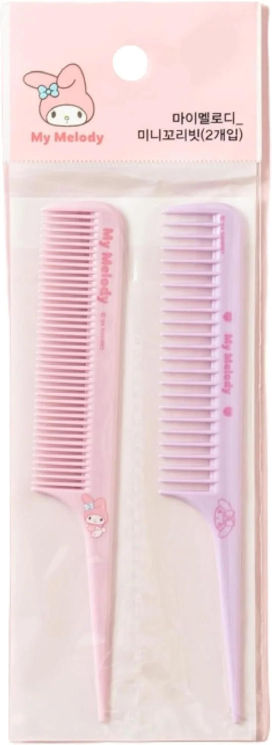 شانه های دم موشی کوچک طرح کیتی و مای ملودی - شانه دم باریک کوچک و بامزه، شانه نوک تیز برای خانم ها، ایده آل برای فرق باز کردن، تقسیم بندی و حالت دادن به مو | بسته 2 عددی (شانه دم موشی کوچک طرح مای ملودی)