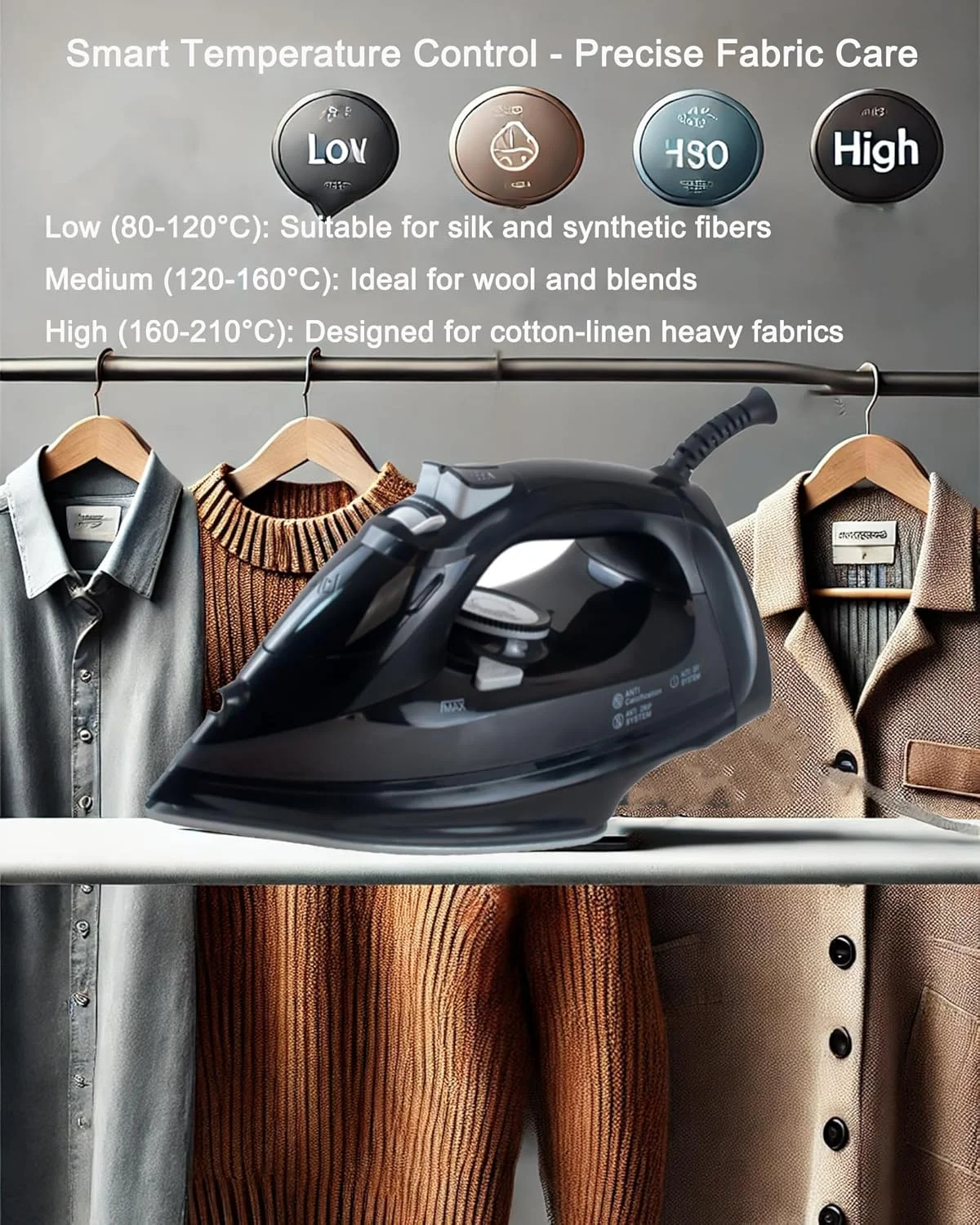 اتو بخار هوشمند قدرتمند 1800 وات، اتو بخار عمودی، کنترل آسان دما، خاموش شدن خودکار ضد چکه، مخزن آب بزرگ، گرم شدن سریع، خود تمیز شونده، کنترل دما برای پنبه، کتان، ابریشم، پشم اتو بخار هوشمند قدرتمند 1800 وات، اتو بخار عمودی، کنترل آسان دما، خاموش شدن خودکار ضد چکه، مخزن آب بزرگ، گرم شدن سریع، خود تمیز شونده، کنترل دما برای پنبه، کتان، ابریشم، پشم