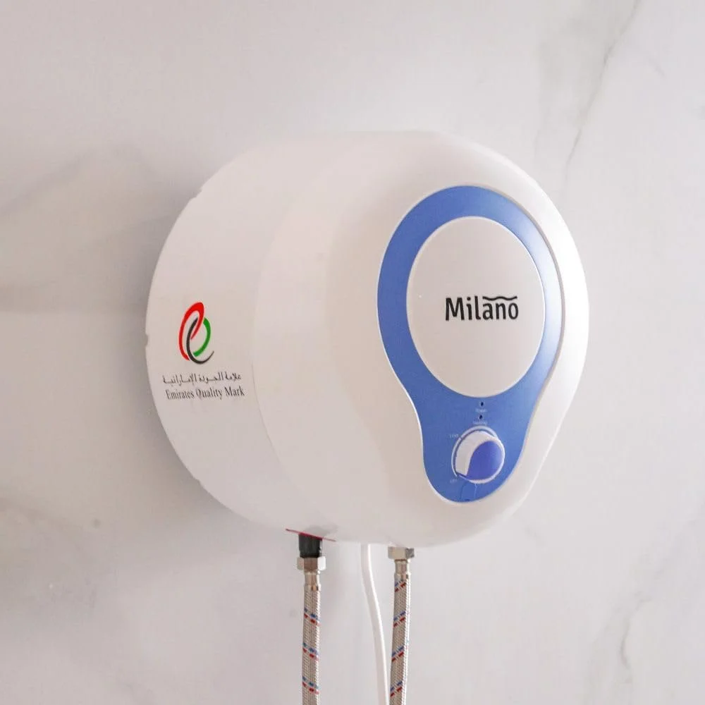 آبگرمکن برقی عمودی میلانو (15 لیتری) - روکش سفید | آبگرمکن فوری برای حمام | سیستم آبگرمکن دیواری مخزن داخلی Blue Diamond برای دوش - (39.6x39.6x39.6x36.9) سانتی متر آبگرمکن برقی عمودی میلانو (15 لیتری) - روکش سفید | آبگرمکن فوری برای حمام | سیستم آبگرمکن دیواری مخزن داخلی Blue Diamond برای دوش - (39.6x39.6x39.6x36.9) سانتی متر