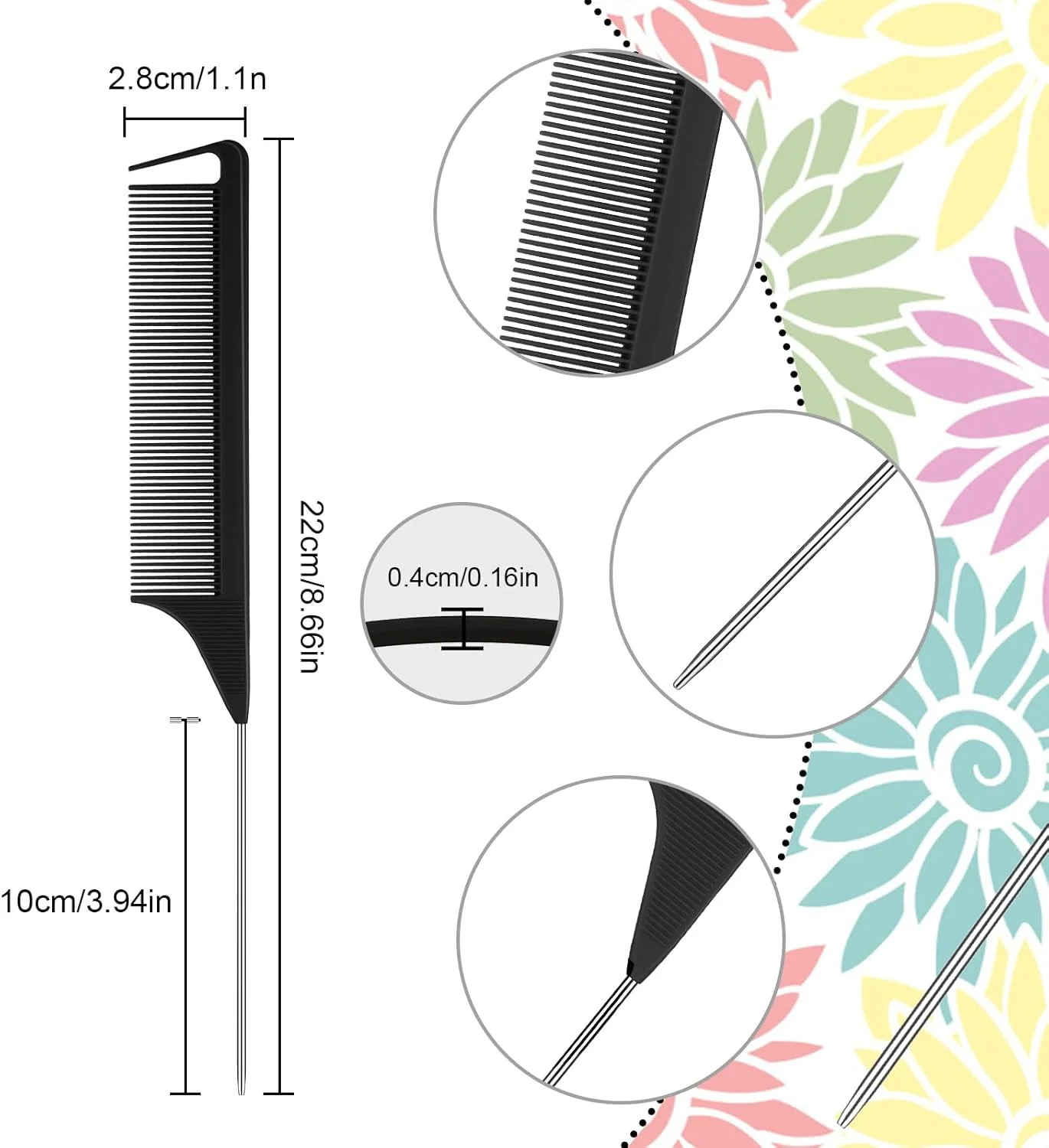 شانه تقسیم مو پاتلای، 30 عدد، برای بافت مو، شانه دم موشی، شانه دم باریک فلزی، مقاوم در برابر حرارت، شانه پوش دهنده با دم فلزی استیل (مشکی، صورتی، بنفش) شانه تقسیم مو پاتلای، 30 عدد، برای بافت مو، شانه دم موشی، شانه دم باریک فلزی، مقاوم در برابر حرارت، شانه پوش دهنده با دم فلزی استیل (مشکی، صورتی، بنفش)