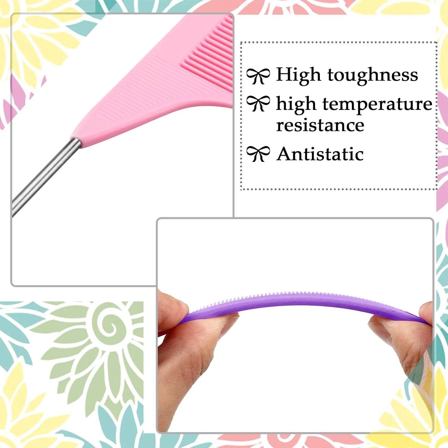 شانه تقسیم مو پاتلای، 30 عدد، برای بافت مو، شانه دم موشی، شانه دم باریک فلزی، مقاوم در برابر حرارت، شانه پوش دهنده با دم فلزی استیل (مشکی، صورتی، بنفش) شانه تقسیم مو پاتلای، 30 عدد، برای بافت مو، شانه دم موشی، شانه دم باریک فلزی، مقاوم در برابر حرارت، شانه پوش دهنده با دم فلزی استیل (مشکی، صورتی، بنفش)