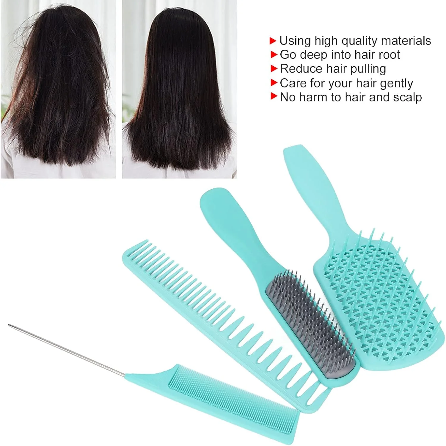 شانه دم موشی، ست شانه مو با استحکام و دوام بالا، ساخته شده از مواد کربنی برای موهای خشک، مرطوب، بلند، کوتاه، ضخیم، فر و انواع مو (سبز، بسته بندی شده) شانه دم موشی، ست شانه مو با استحکام و دوام بالا، ساخته شده از مواد کربنی برای موهای خشک، مرطوب، بلند، کوتاه، ضخیم، فر و انواع مو (سبز، بسته بندی شده)