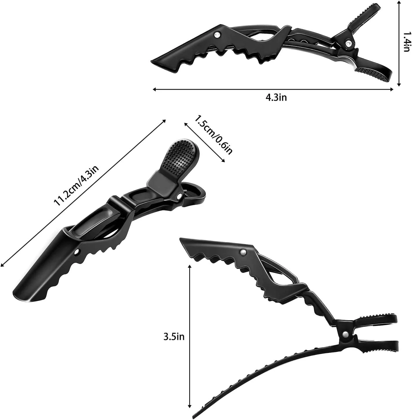 شانه دم موشی برای بافت مو، شانه حالت دهنده کربنی، شانه فلزی با پین استیل، مقاوم در برابر حرارت، شانه پوش دهنده، شانه آرایشگری به همراه 3 عدد گیره مو پلاستیکی برای حالت دادن مو (مشکی)