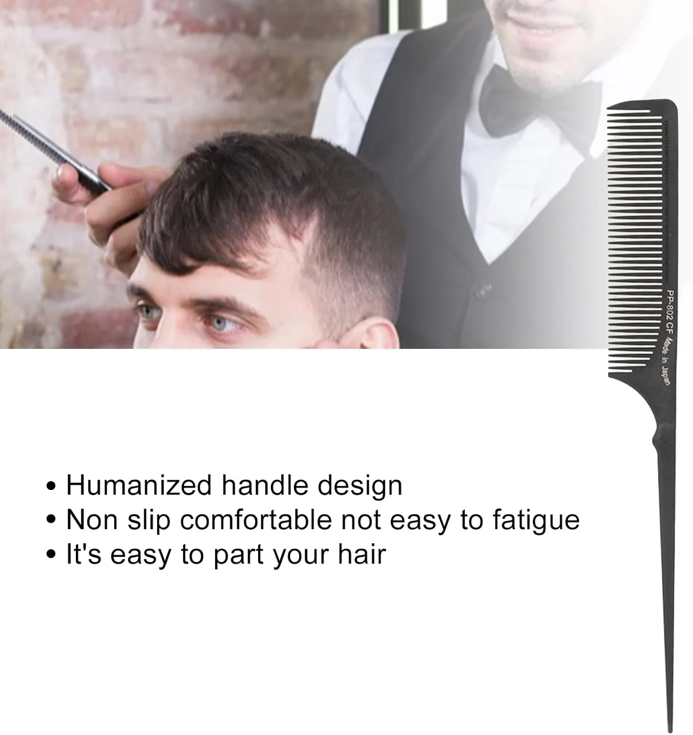 شانه دم موشی، شانه حالت دهنده حرفه ای مقاوم در برابر حرارت مناسب برای آرایشگری و حالت دادن به انواع مو مشکی (PP-802)