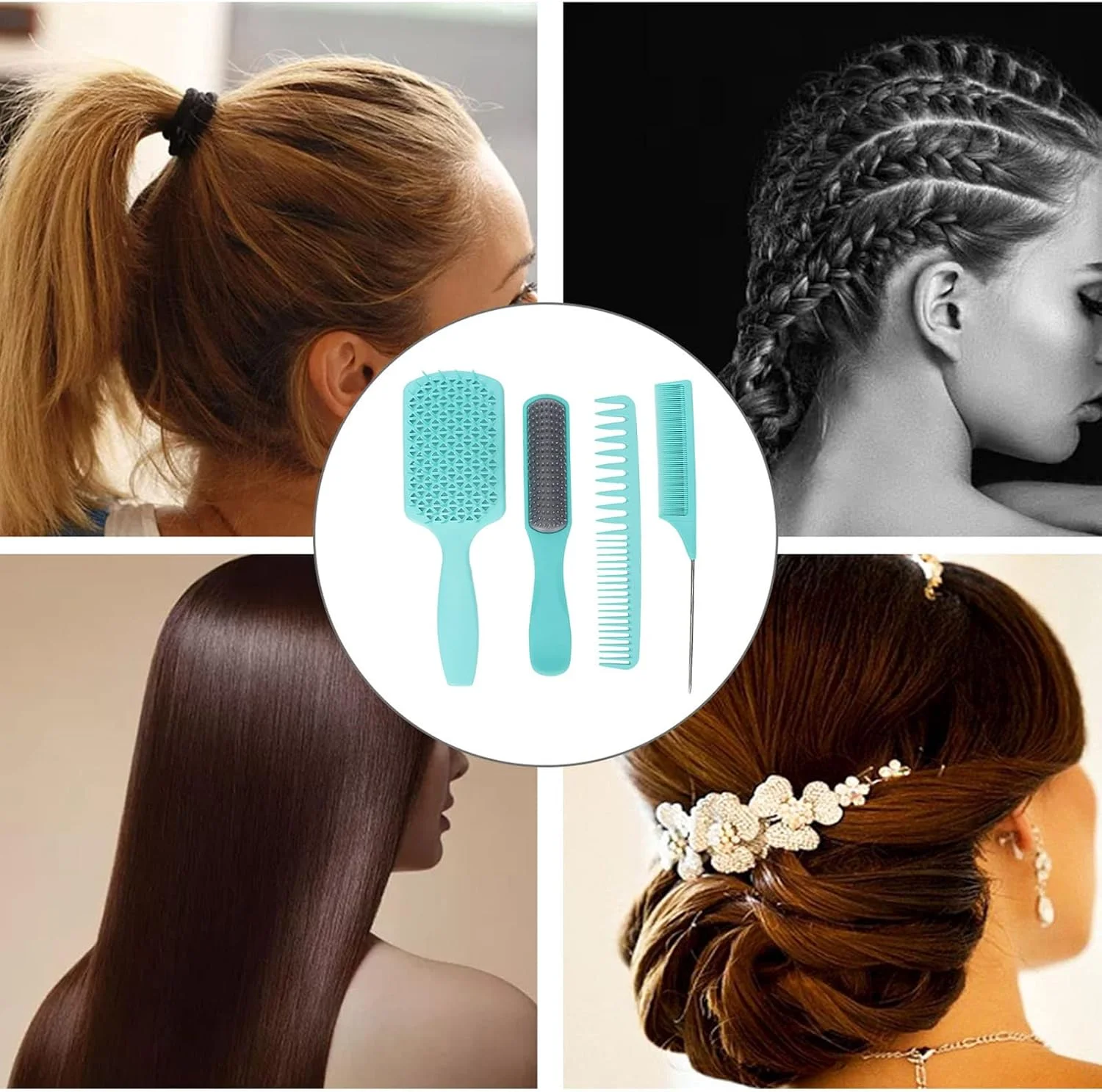 شانه دم موشی، ست شانه مو با استحکام و دوام بالا، ساخته شده از مواد کربنی برای موهای خشک، مرطوب، بلند، کوتاه، ضخیم، فر و انواع مو (سبز، بسته بندی شده) شانه دم موشی، ست شانه مو با استحکام و دوام بالا، ساخته شده از مواد کربنی برای موهای خشک، مرطوب، بلند، کوتاه، ضخیم، فر و انواع مو (سبز، بسته بندی شده)