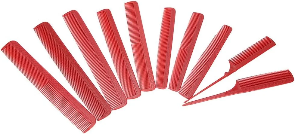 شانه دم موشی آرایشگری، شانه برش مو ضد حرارت، ضد الکتریسیته ساکن، ضد خوردگی، با کیفیت بالا برای استفاده شخصی آرایشگاه و سالن های حرفه ای (قرمز)