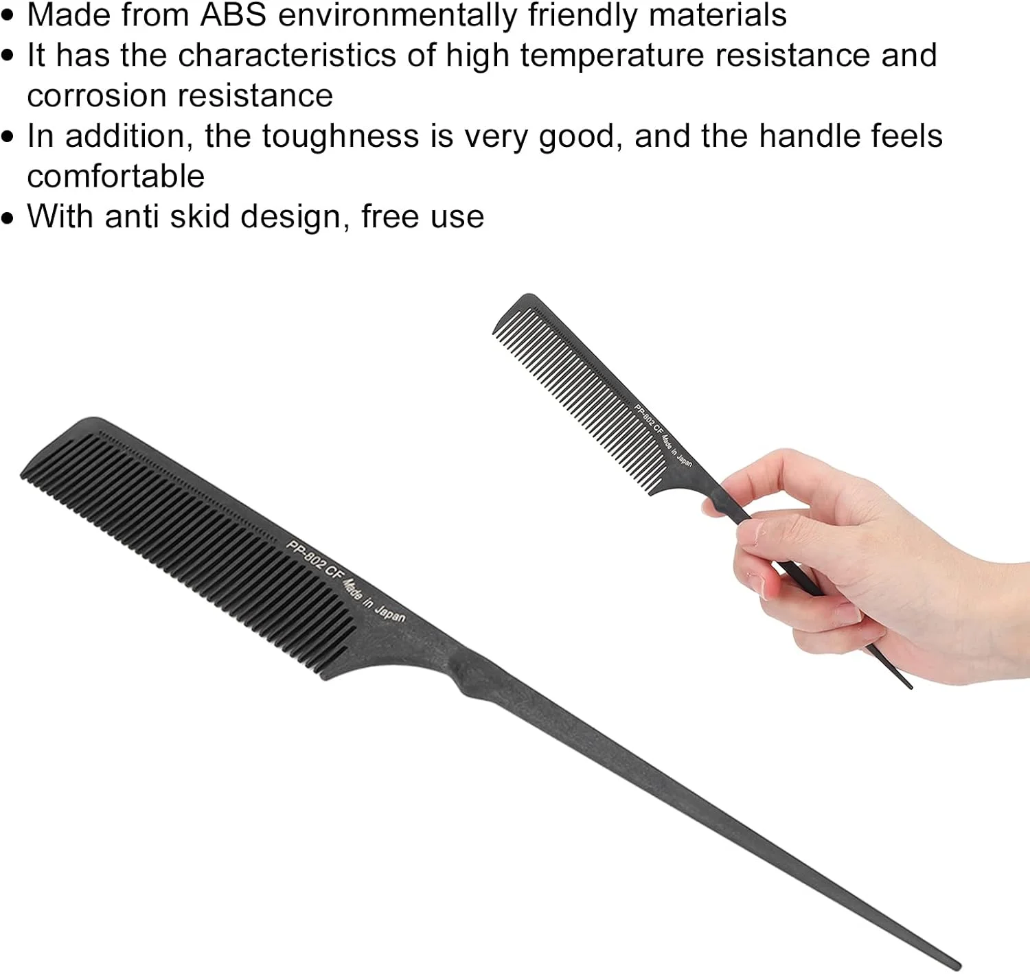 شانه دم موشی، شانه حالت دهنده حرفه ای مقاوم در برابر حرارت مناسب برای آرایشگری و حالت دادن به انواع مو مشکی (PP-802)