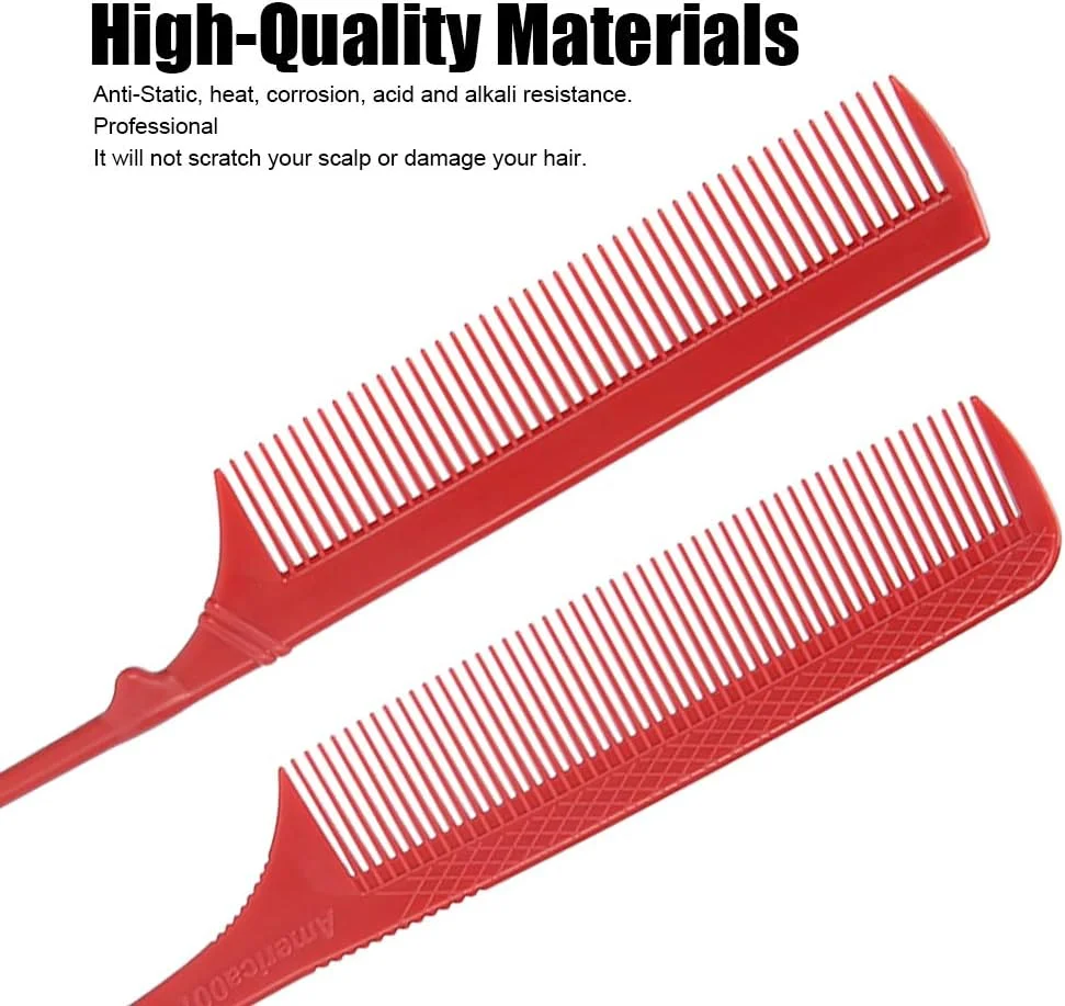 شانه دم موشی آرایشگری، شانه برش مو ضد حرارت، ضد الکتریسیته ساکن، ضد خوردگی، با کیفیت بالا برای استفاده شخصی آرایشگاه و سالن های حرفه ای (قرمز)