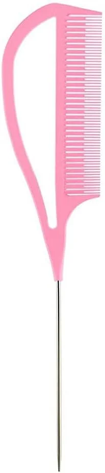 شانه‌های دم موشی برای آرایشگر مو، شانه‌های فلزی دقیق برای بافتن، لوازم جانبی جداکننده مو، شانه‌های دم سوزنی برای حالت دادن به مو در سالن (صورتی)