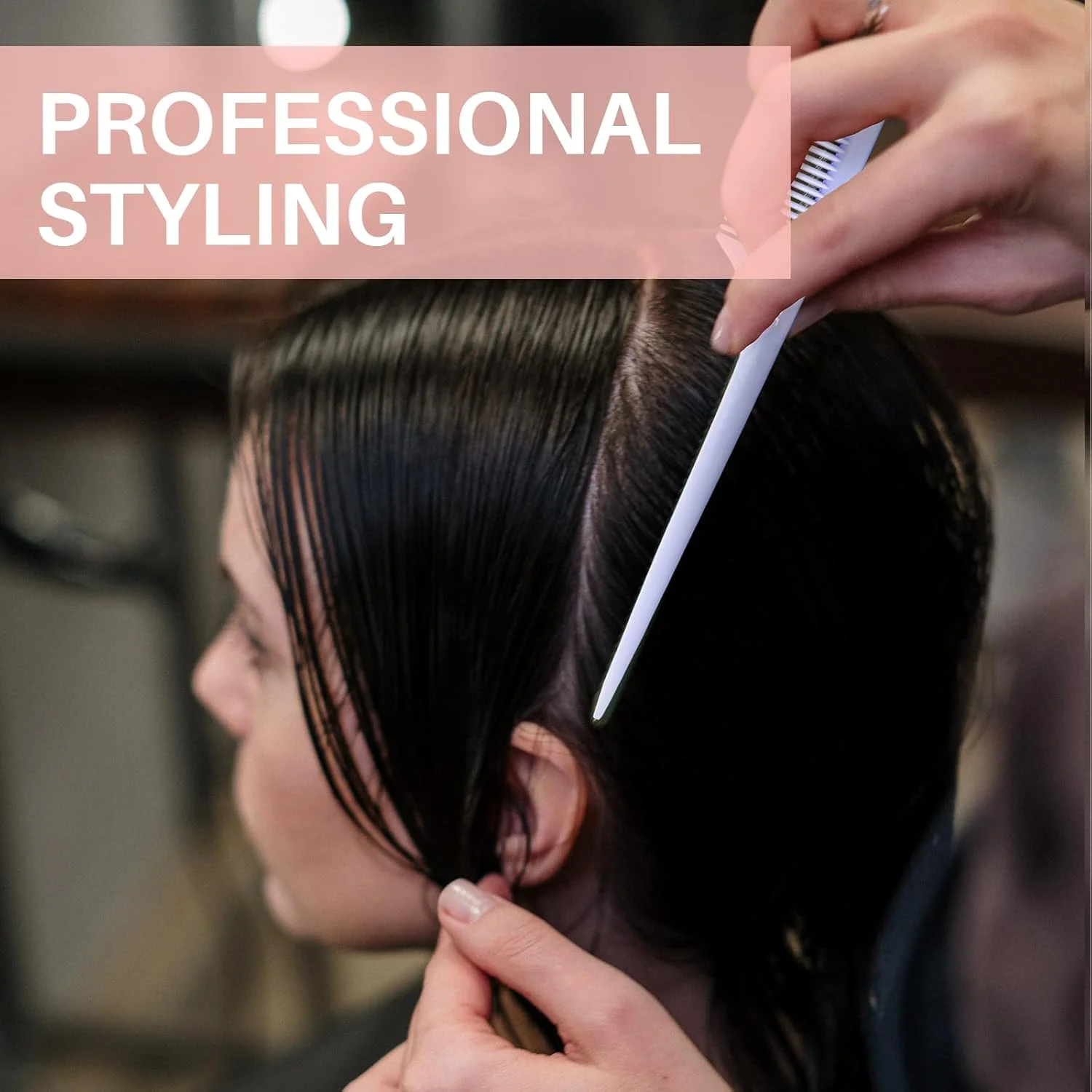 شانه دم موشی RHOS برای فرق باز کردن، شانه پوش دهنده دندانه ریز به همراه موچین، ست 2 عددی شانه حالت دهنده مو برای زنان و مردان، صورتی و بنفش، پلاستیکی، مناسب برای همه