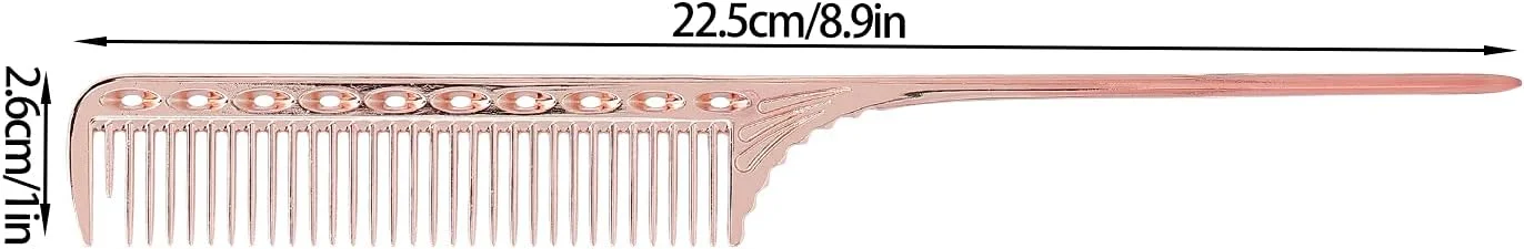 شانه دم باریک Socialme، شانه تقسیم کننده بدون آسیب به مو و پوست سر برای حالت دادن، رنگ کردن مو، جدا کردن و شانه زدن موهای زنانه (رزگلد)