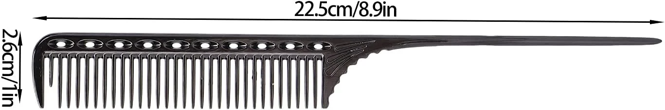 شانه دم باریک Socialme، بدون آسیب به مو و پوست سر، مناسب برای حالت دادن، رنگ کردن مو، جدا کردن و شانه زدن موهای زنانه (مشکی)