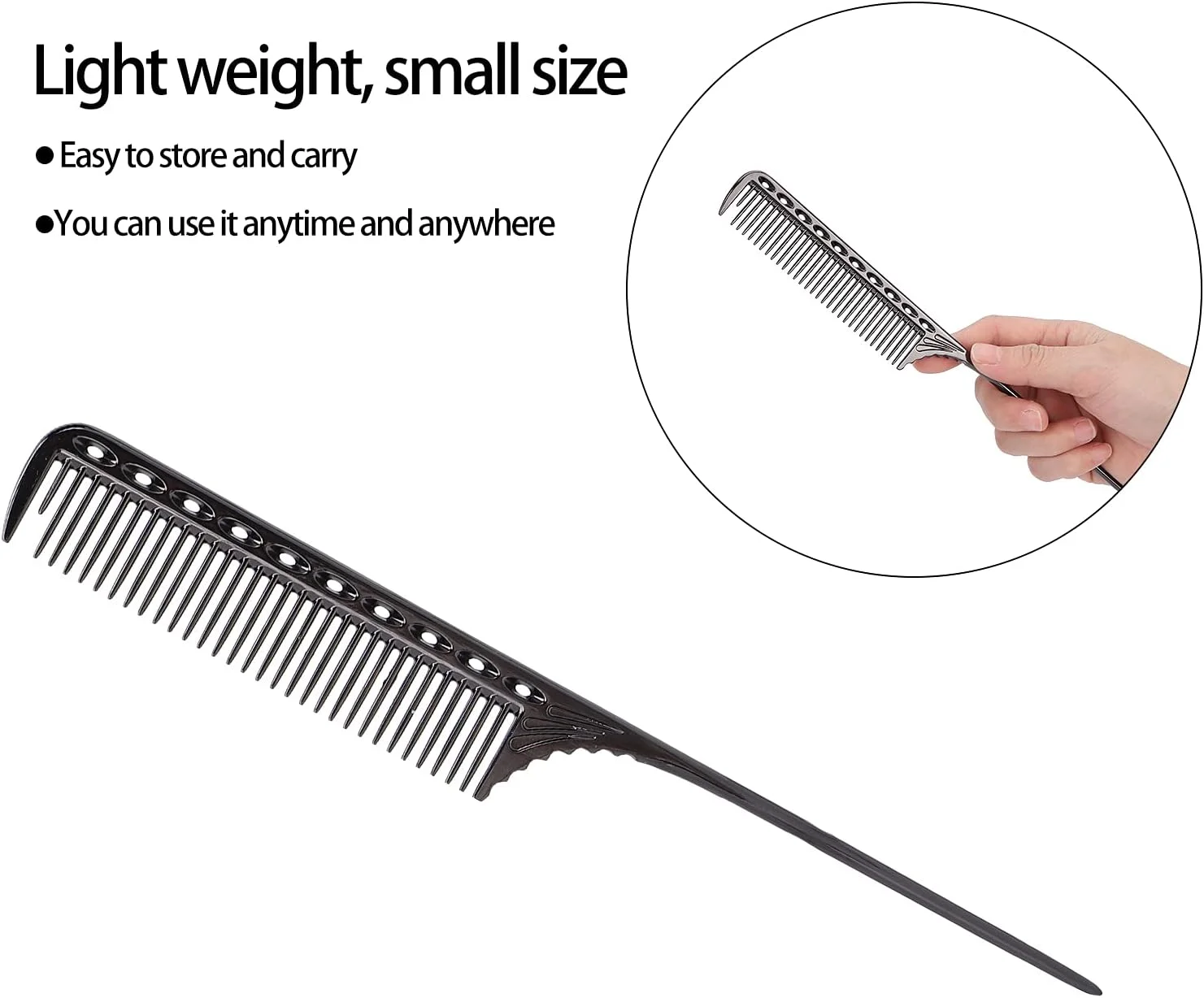 شانه دم باریک Socialme، بدون آسیب به مو و پوست سر، مناسب برای حالت دادن، رنگ کردن مو، جدا کردن و شانه زدن موهای زنانه (مشکی)