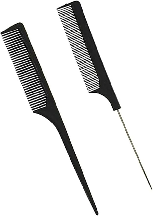 شانه دم باریک حرفه ای TWIREY - فیبر کربن مشکی و دم فلزی استیل - مقاوم در برابر مواد شیمیایی و حرارت - شانه پوش دهنده سبک وزن مناسب برای انواع مو