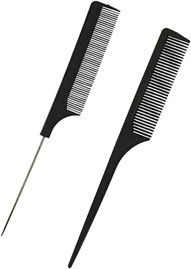 شانه دم باریک حرفه ای TWIREY - فیبر کربن مشکی و دم فلزی استیل - مقاوم در برابر مواد شیمیایی و حرارت - شانه پوش دهنده سبک وزن مناسب برای انواع مو