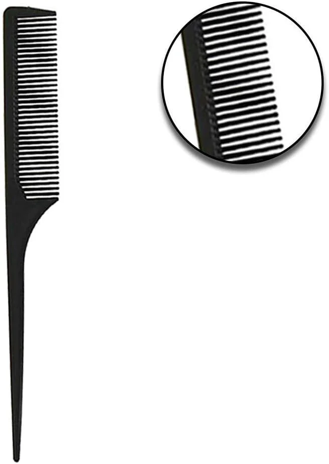 شانه دم باریک حرفه ای TWIREY - فیبر کربن مشکی و دم فلزی استیل - مقاوم در برابر مواد شیمیایی و حرارت - شانه پوش دهنده سبک وزن مناسب برای انواع مو