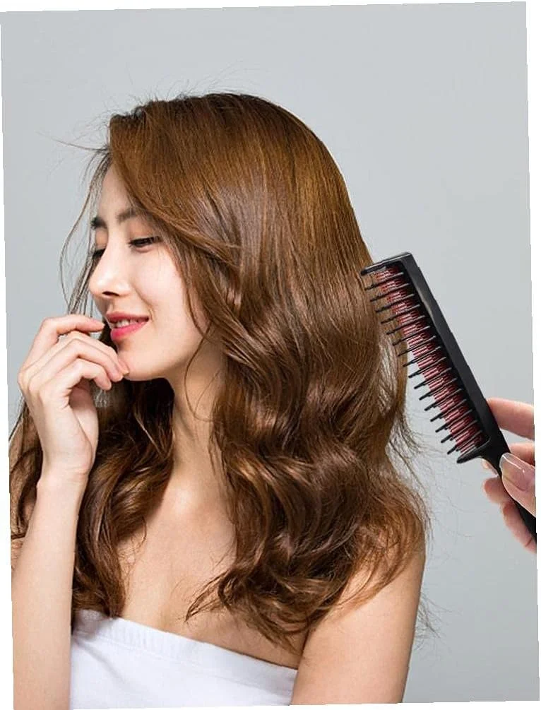 شانه پوش دهنده سه تایی، شانه دم موشی، شانه دم باریک 3 لایه، ابزار حالت دهی مو 3 عددی برای موهای ضخیم، فر و مجعد