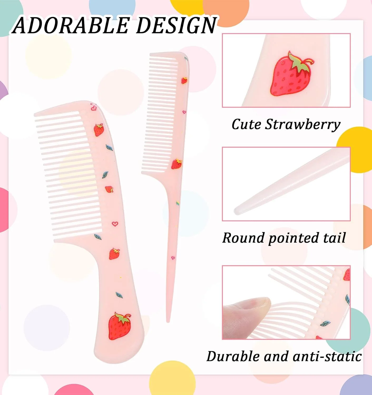 ست شانه موی کودک، ValueBargain شامل 4 عدد شانه صورتی زیبا شامل شانه‌های دندانه ریز و دم موشی برای حالت دادن و مرتب کردن ملایم موی نوزاد