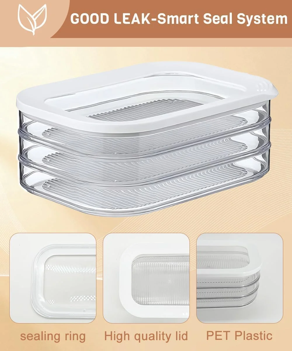 ظرف نگهداری گوشت ANTOLE برای یخچال، ظرف نگهداری بیکن و گوشت ناهار برای یخچال، ظروف آماده سازی غذا، جعبه های نگهداری مواد غذایی قابل چیدن با درب برای برش های سرد، بدون BPA، 3 عدد ظرف نگهداری گوشت ANTOLE برای یخچال، ظرف نگهداری بیکن و گوشت ناهار برای یخچال، ظروف آماده سازی غذا، جعبه های نگهداری مواد غذایی قابل چیدن با درب برای برش های سرد، بدون BPA، 3 عدد