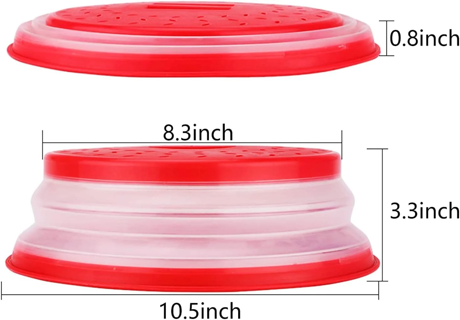آنبانه [بسته 2 عددی] پوشش ضد پاشش مایکروویو، پوشش تاشو دریچه دار برای مواد غذایی در مایکروویو با دسته آسان گیر، قابل شستشو در ماشین ظرفشویی، سیلیکون و پلاستیک فاقد BPA، گرد 10.5 اینچی