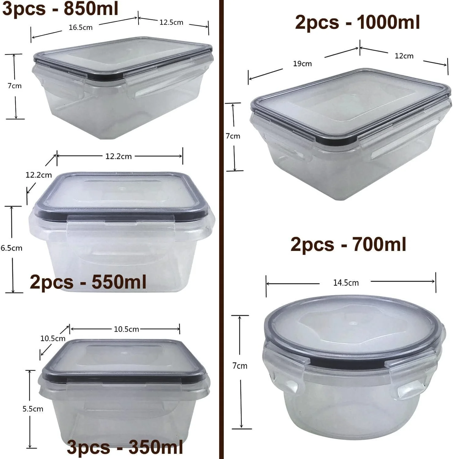 ست ظروف نگهداری غذا 12 تکه آتلانتوس با درب های قفل دار، ظروف پلاستیکی قابل استفاده مجدد، جعبه های سازمان دهنده آشپزخانه قابل انباشت، بدون BPA و قابل استفاده در مایکروویو، فریزر و ماشین ظرفشویی
