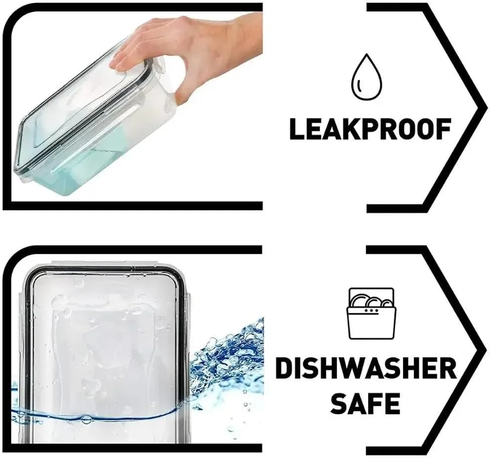 ست ظروف نگهداری غذا 12 تکه آتلانتوس با درب های قفل دار، ظروف پلاستیکی قابل استفاده مجدد، جعبه های سازمان دهنده آشپزخانه قابل انباشت، بدون BPA و قابل استفاده در مایکروویو، فریزر و ماشین ظرفشویی