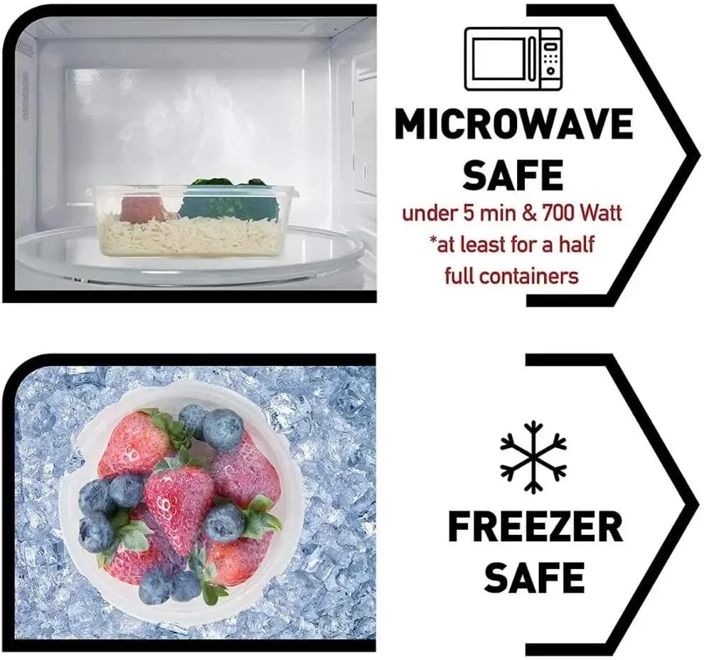 ست ظروف نگهداری غذا 12 تکه آتلانتوس با درب های قفل دار، ظروف پلاستیکی قابل استفاده مجدد، جعبه های سازمان دهنده آشپزخانه قابل انباشت، بدون BPA و قابل استفاده در مایکروویو، فریزر و ماشین ظرفشویی