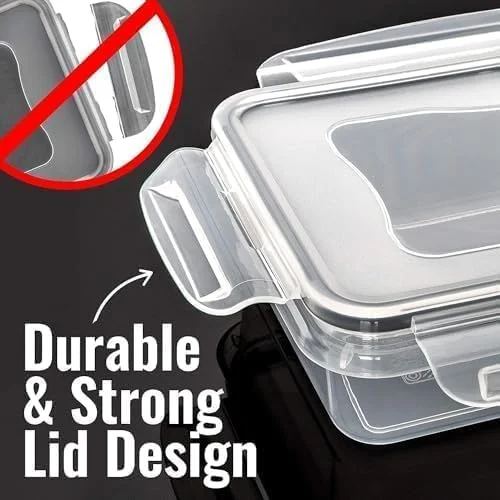 ست ظروف نگهداری غذا 12 پارچه MahMir® با درب های قفل دار، ظروف پلاستیکی قابل استفاده مجدد، جعبه های سازمان دهنده آشپزخانه قابل انباشت، فاقد BPA و قابل استفاده در مایکروویو، فریزر و ماشین ظرفشویی (ست 12 پارچه)