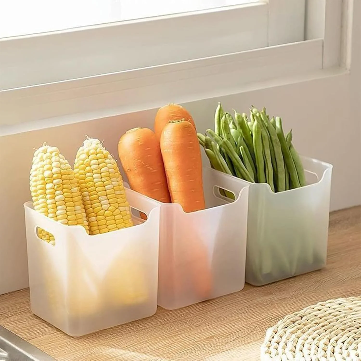 بسته 8 عددی ظروف نگهداری مواد غذایی شفاف، سازمان دهنده یخچال، ظروف نگهداری میوه، سازماندهی انباری آشپزخانه، جعبه نگهداری مواد غذایی، نوشیدنی و سبزیجات