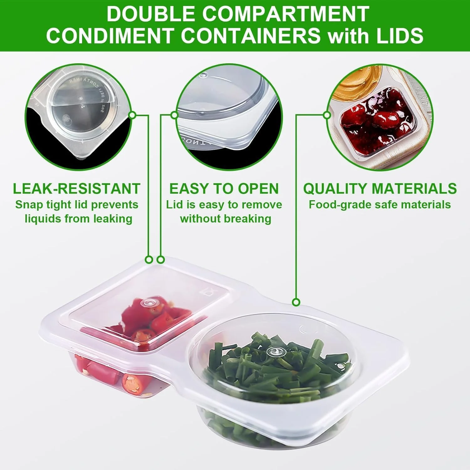 جعبه اسنک 30 عددی با محفظه، ظروف اسنک قابل استفاده مجدد با درب، جنس PP با درب، دارای دو محفظه، جعبه قابل حمل و کاربردی، مناسب برای استفاده در منزل و فضای باز